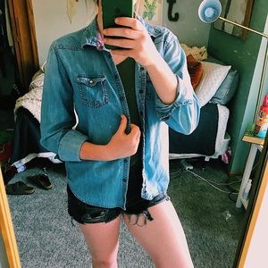 american eagle denim button-up